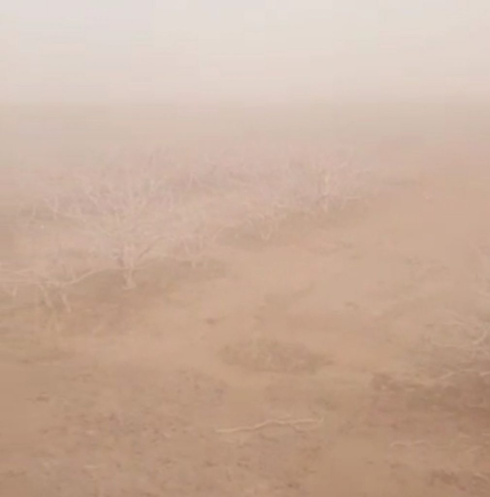 سرفه‌های آسمان شدت گرفت/گردوغبار شدید در محورهای مواصلاتی شهرستان انار
